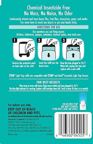 Miniatura 10 de STEM Cartuchos de repuesto para trampa de luz para insectos, trampa para moscas de fruta para interiores, control de plagas sin insecticidas para el