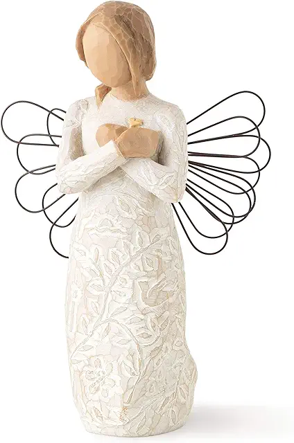 Willow Tree Remembrance Figurine - Hand-Painted Resin Angel with Wire Wings