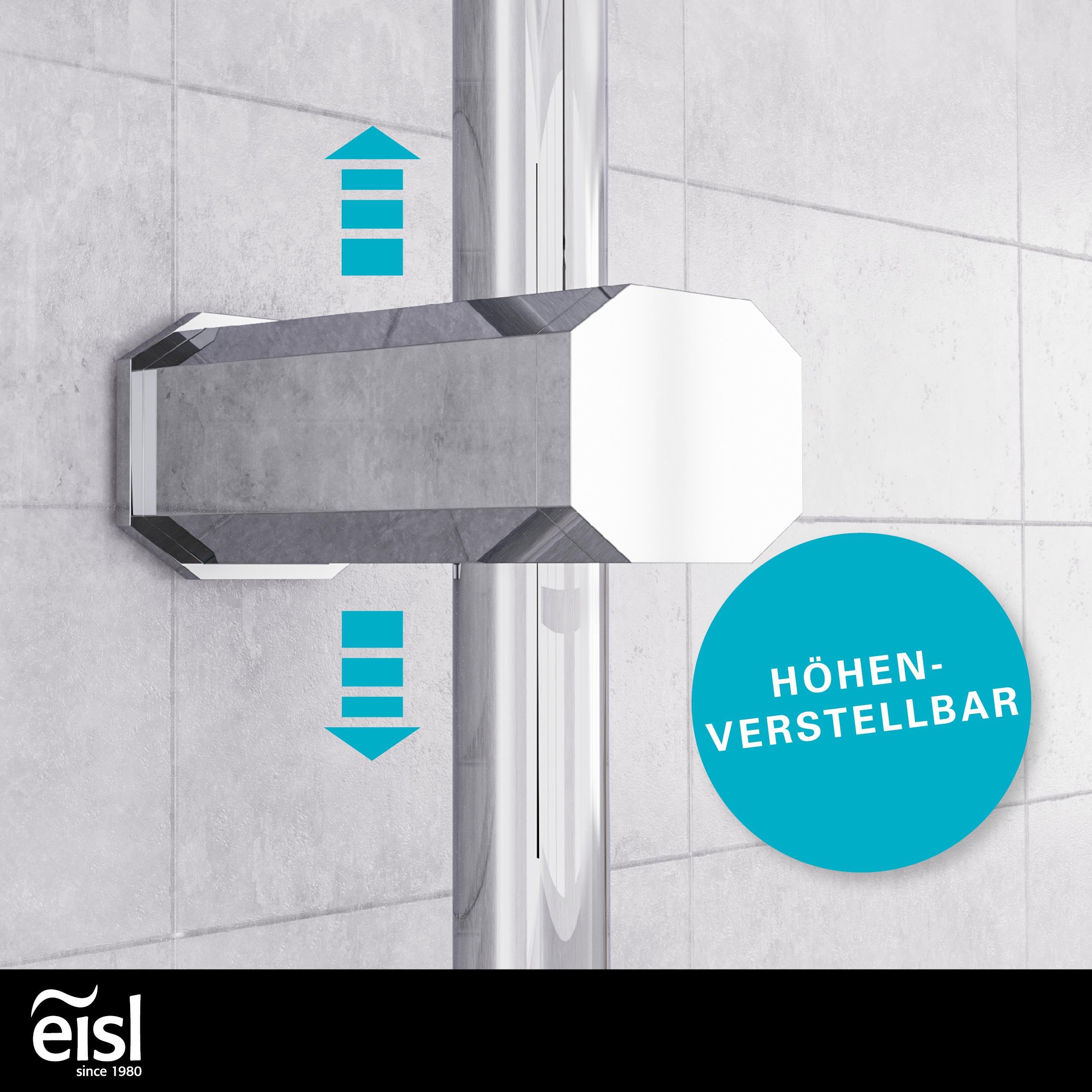 EISL Duschset EASY FRESH, Duschsystem ohne Armatur 2 in 1 mit großer Regendusche (250 x 200 mm) und Handbrause, Regendusche ohne Armatur ideal zum Nachrüsten, komplettes Montageset, Chrom DX12006