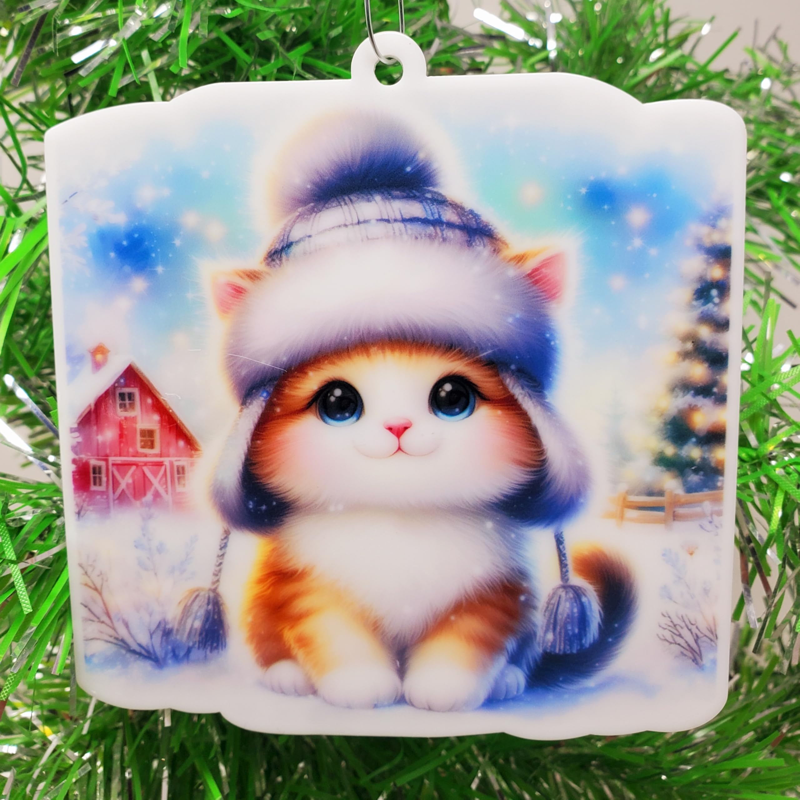Figurine chaton Noël - Suspension sapin originale