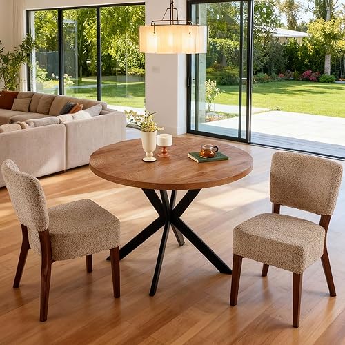 Miniatura 20 de Juego de 2 sillas de comedor apilables, sillas auxiliares de cocina tapizadas de tela moderna, silla de comedor moderna de mediados de siglo con