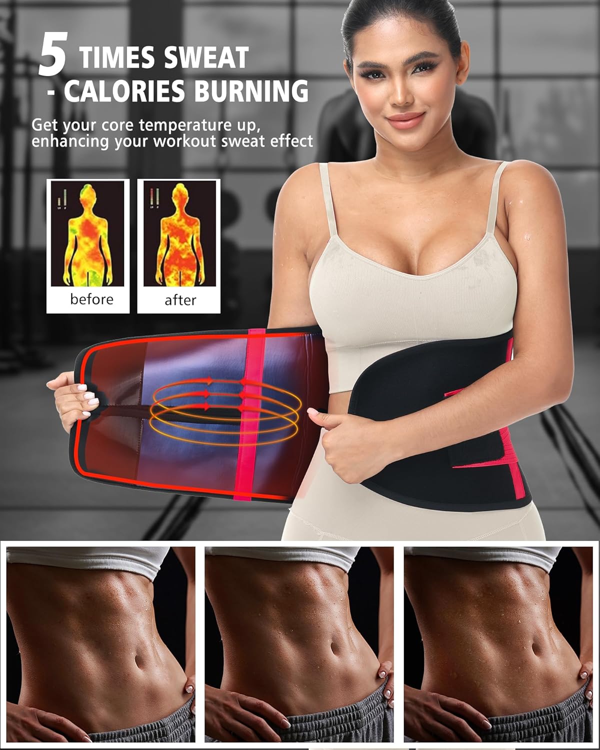 Waist Trainer for Women & Men - Sweat Belly Fat Trimmer Belt - Tummy Control Body Shaper & Back Support Sauna Suit - Image 4