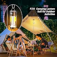 Vista 2 de FZH Linterna de campamento recargable, linterna de luz de campamento con magnético, banco de energía, modo de luz SOS blanco/cálido/rojo