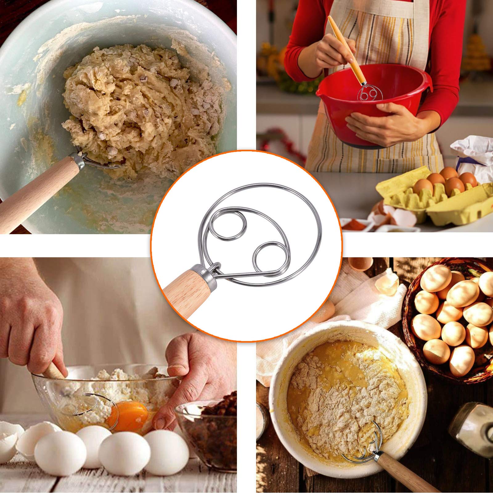Frusta Danese Per Impasti - Con Manico In Legno, Ideale Per Pane E Dolci