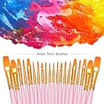 BOSOBO Paint Brushes Set, 2 Pack 20 Pcs Round Pointed Tip Nylon Hair Artist Acrylic Paint Brushes for Acrylic Oil Watercolor, Face Nail Art, Miniature Detailing & Rock Painting, Pink