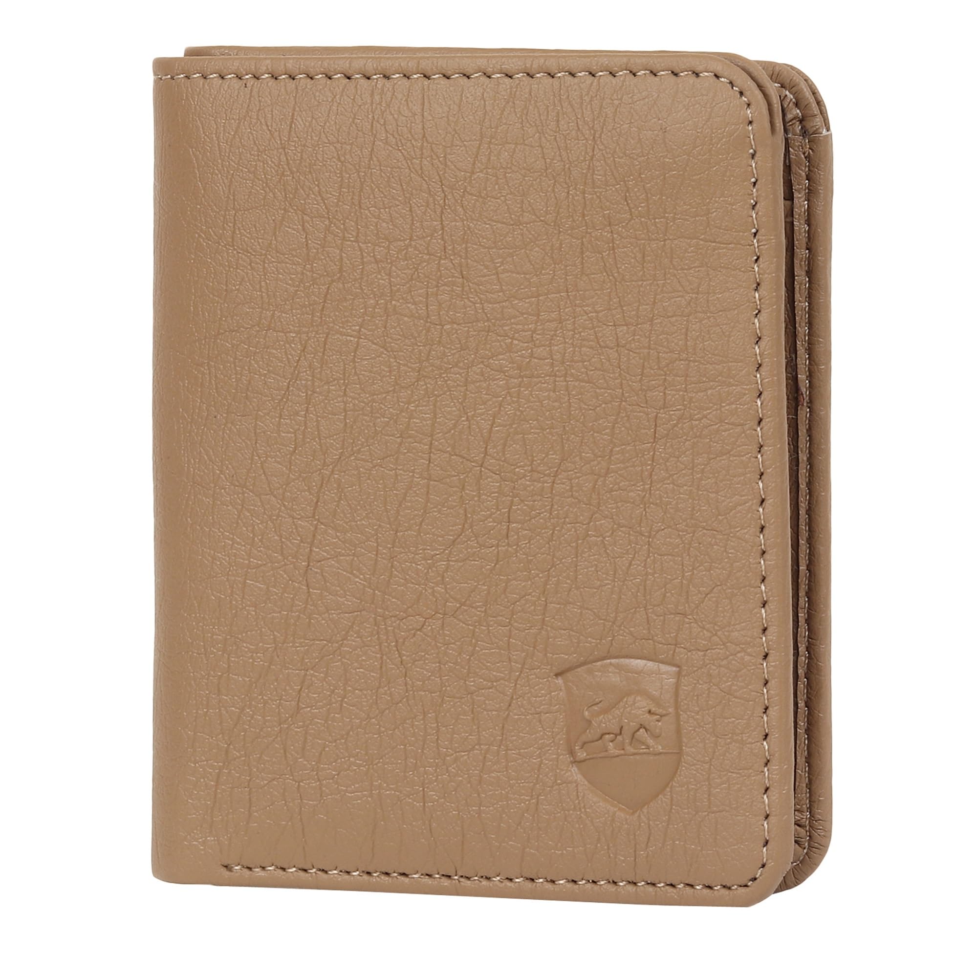 Men Casual Beige Mini Size Artificial Leather Wallet (3 Card Slots)