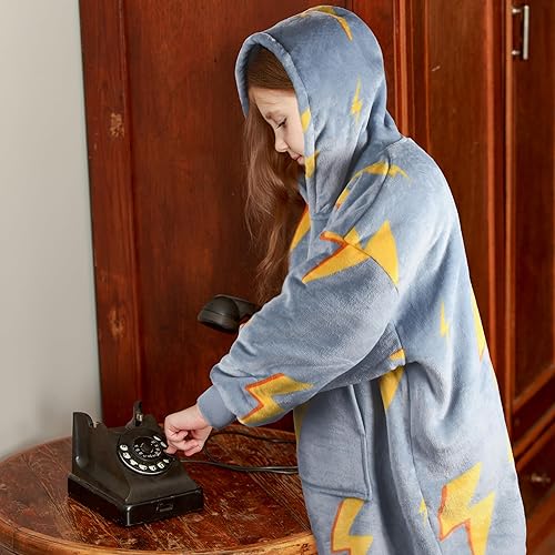 Miniatura 7 de Solaris Thunder Lightning - Sudadera con capucha para niños, acogedora y cálida sudadera de forro polar Sherpa con bolsillo más grande para
