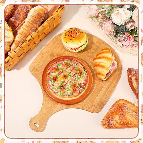 Miniatura 5 de Norme 6 tablas de cortar de madera con mango cómodo para cortar pizza, panes, queso, frutas, verduras, fácil almacenamiento, accesorios para horno
