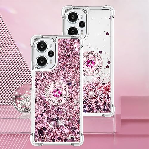Miniatura 2 de Funda con purpurina para Xiaomi Poco F5 para mujeres y niñas, cubierta líquida de TPU suave TPU con anillo de diamantes brillantes para Xiaomi Poco