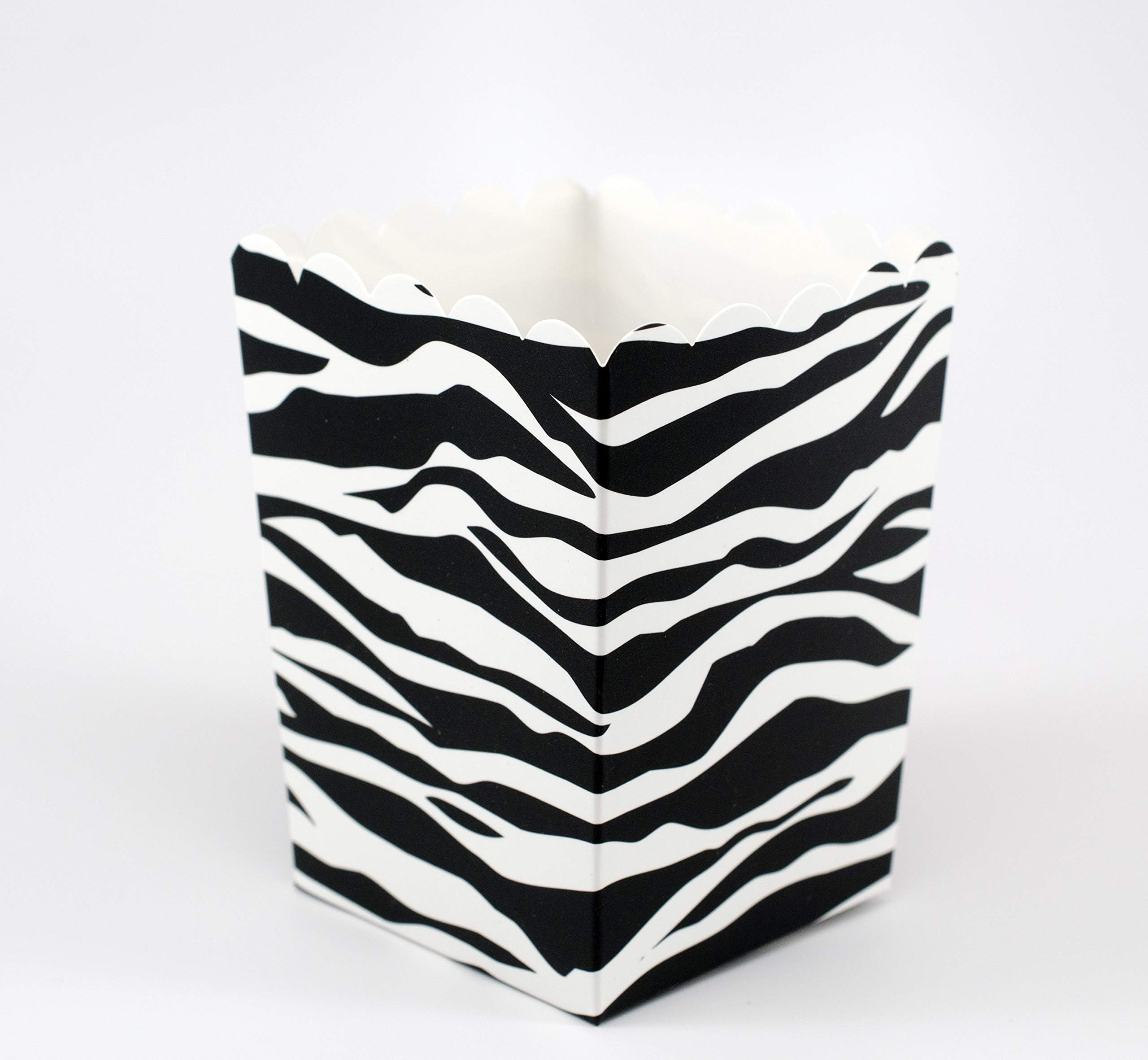 Zebra Stripe Popcorn Box | 20 Count | Black and White Stripe | 3 Inches x 4 Inches | Birthday Party - Bachelorette Party Popcorn Favors