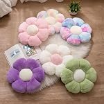 2pcs Flower Shaped Daisy Floor Pillow Set, Cute Preppy Room Decor Decorative Throw Pillows Cushions for Girls Bedroom Bed Couch Decor (White & Pink, 15 INCH)
