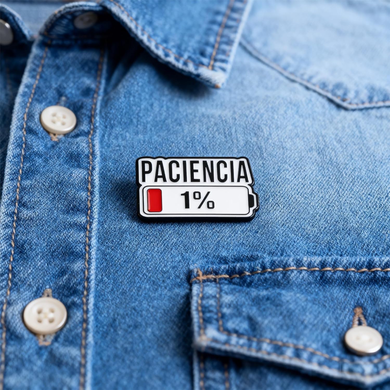 Spanish PACIENCIA 1% Battery Funny Enamel Pins Brooch Lapel Badge Pin for Backpacks Clothing image 4