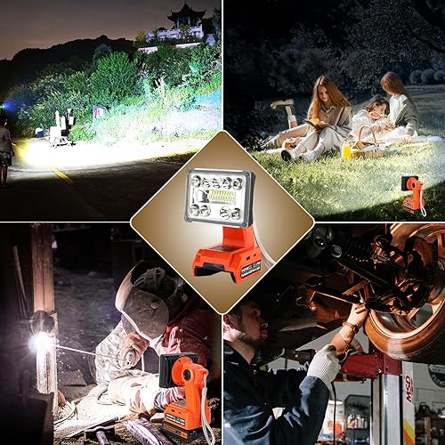 Miniatura 6 de Luz inalámbrica de 1500 lm para batería de iones de litio BLACK+DECKER de 20 V máximo, proyector LED portátil con puerto USB y tipo C, luz de