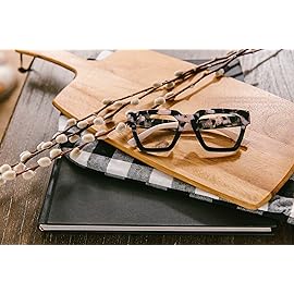 Peepers by PeeperSpecs Oprah\'s Favorite Women\'s Take a Bow Square Blue Light Blocking Reading Glasses - Black Marble/Black +1.50