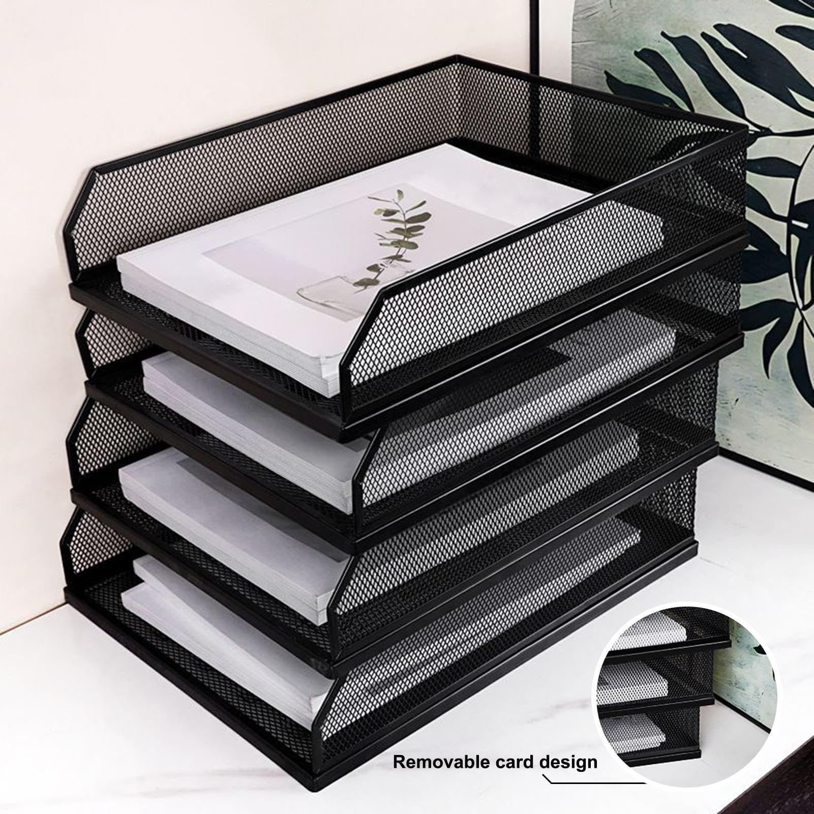 Papier-Organizer für den Schreibtisch – stapelbarer Aktenordner aus Metallgeflecht, stapelbar, verschiebbare Aktenordner, Aufbewahrungsregal, für Zuhause, Regale, Büro, Arbeit, Schublade, Bücher