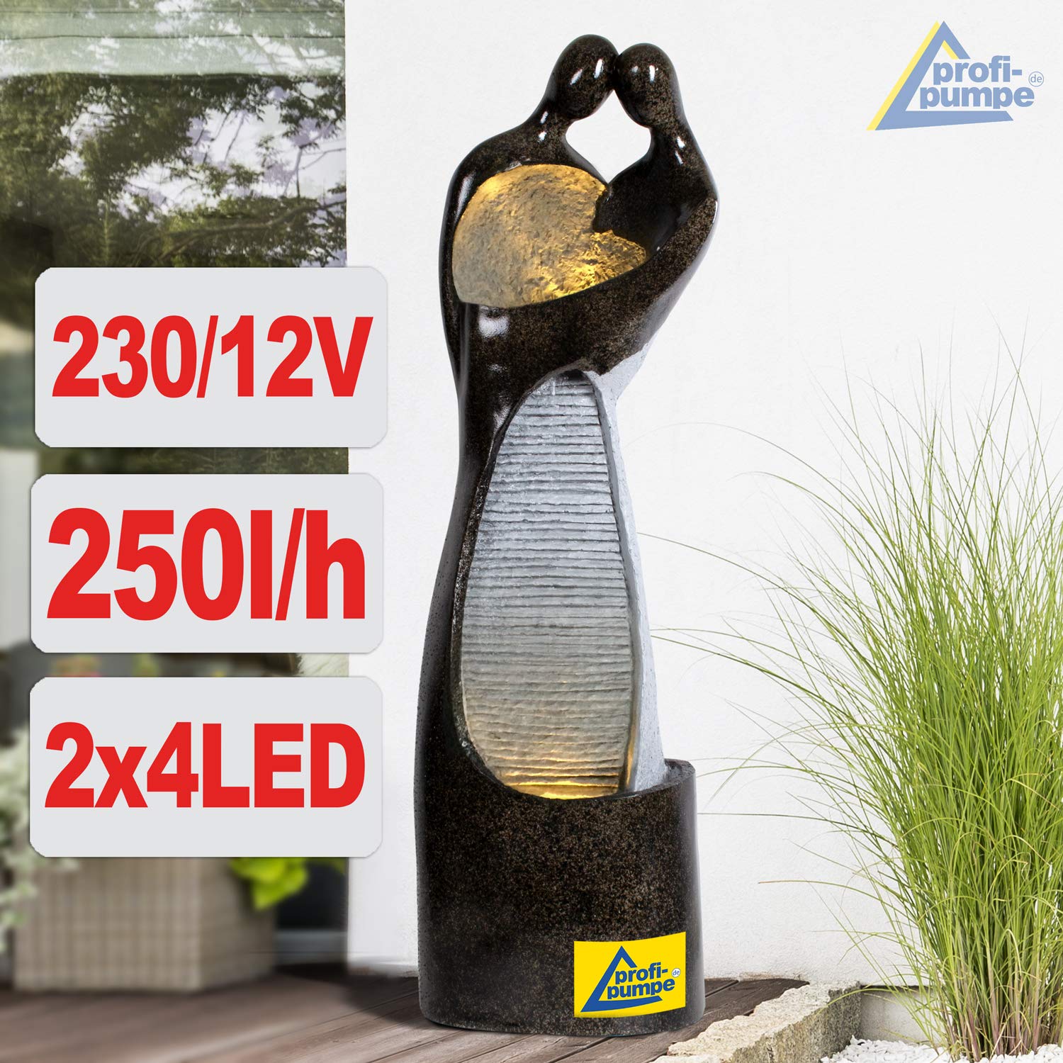 Sweetheart fontanna ogrodowa, ozdobna, z oświetleniem LED, 230 V, wodospad, do ogrodu, stawu ogrodowego, tarasu, balkonu, bardzo dekoracyjna