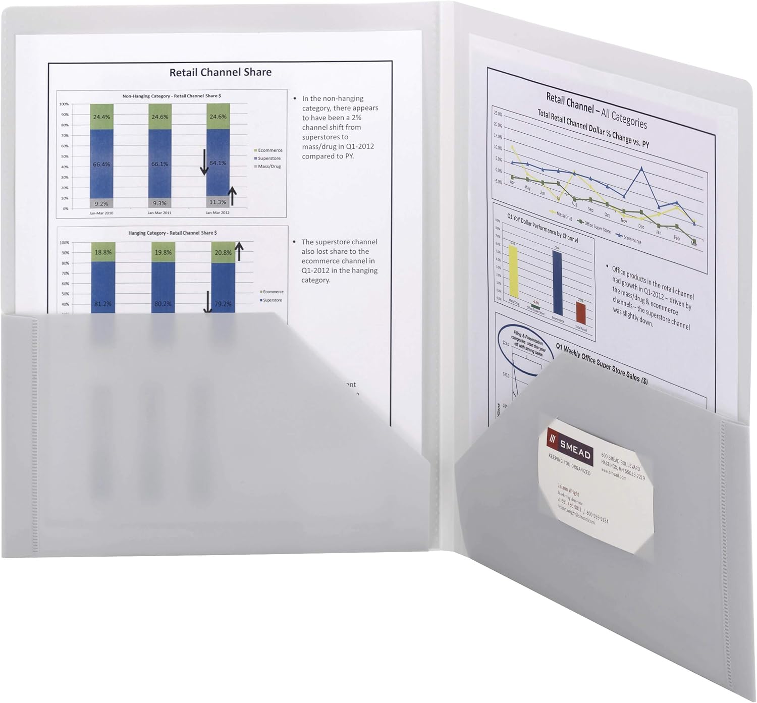 Smead Frame View Poly Two-Pocket Folder, Letter Size, Oyster, 5 per Pack (87706) : Expanding File Jackets And Pockets : Office Products
