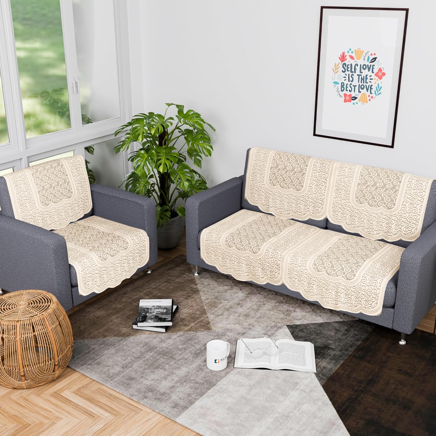 Kuber Industries (Set of 6) Stylish & Durable Cotton Sofa Covers 2+1 Seater | Washable Sofa Protector/Mat & Slipcover for Living Room & Office | Zig Zag Design – Cream Kuber Industries (Set of 6) Stylish & Durable Cotton Sofa Covers 2+1 Seater | Washable Sofa Protector/Mat & Slipcover for Living Room & Office | Zig Zag Design – Cream