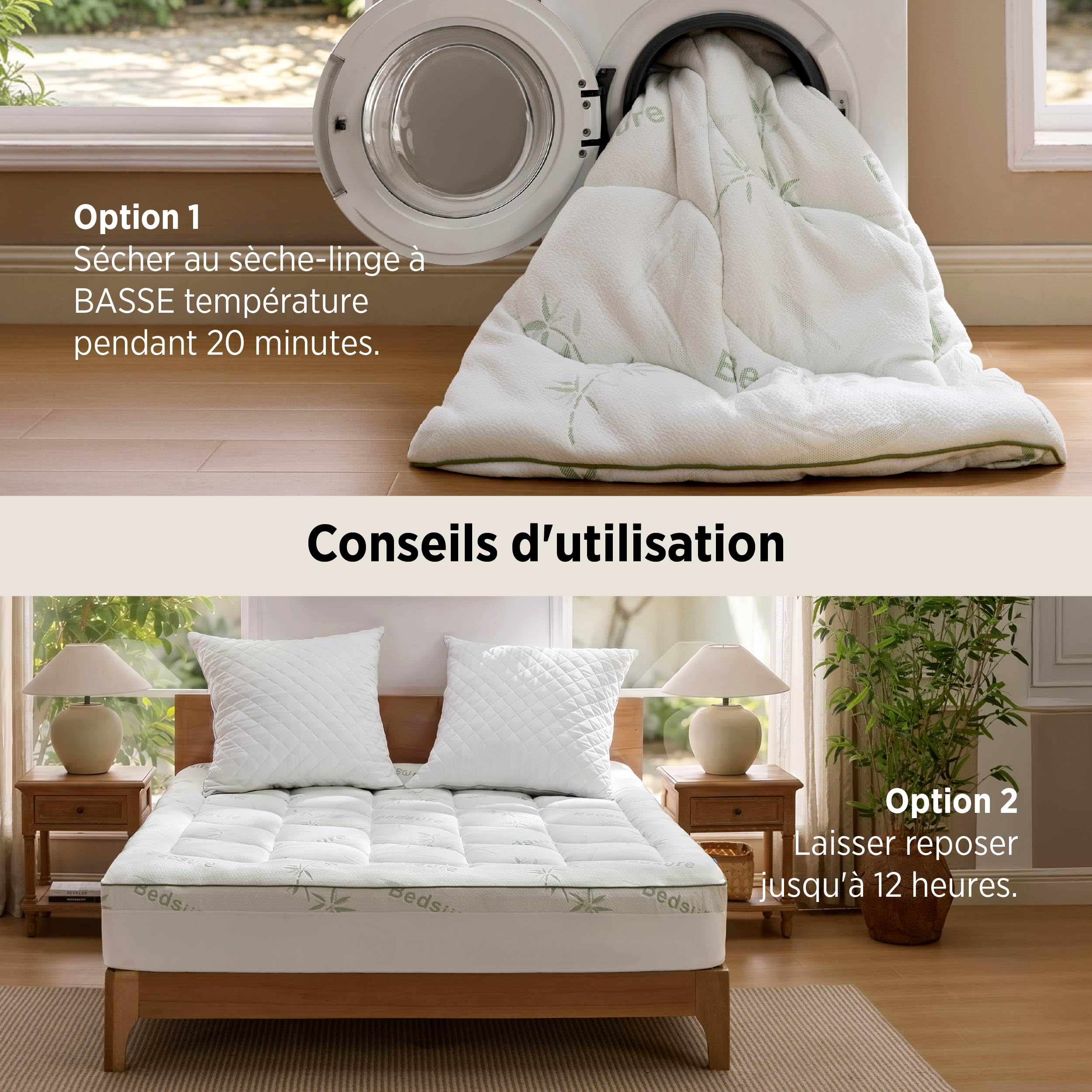 BEDSURE Surmatelas 160 x 200 cm - Confort Nuageux Protège-Matelas
