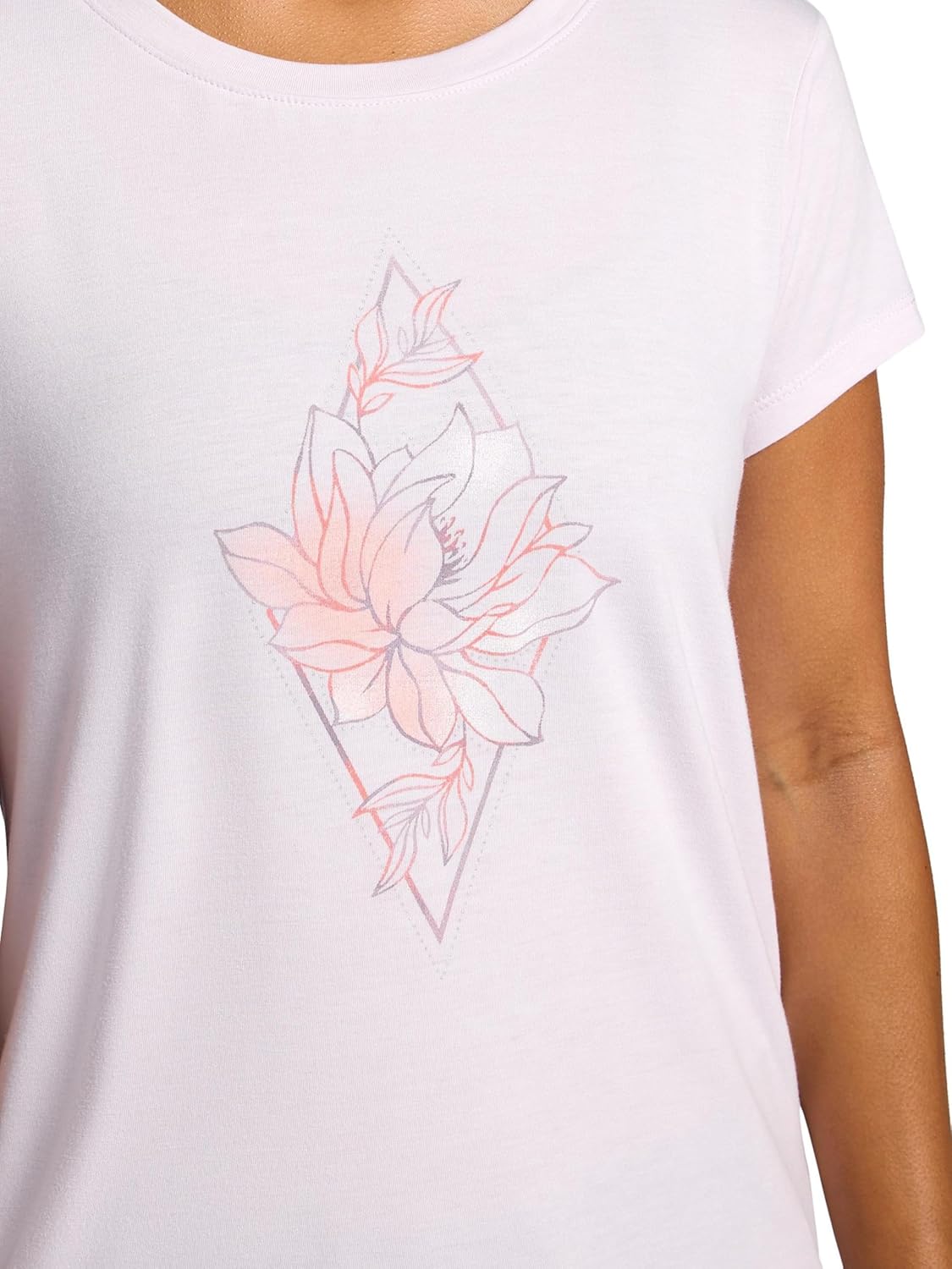 Gaiam Women's Mindful Flower Graphic Crewneck T-Shirt, Relaxed Fit, Stretch Lightweight Material, Curved Hem