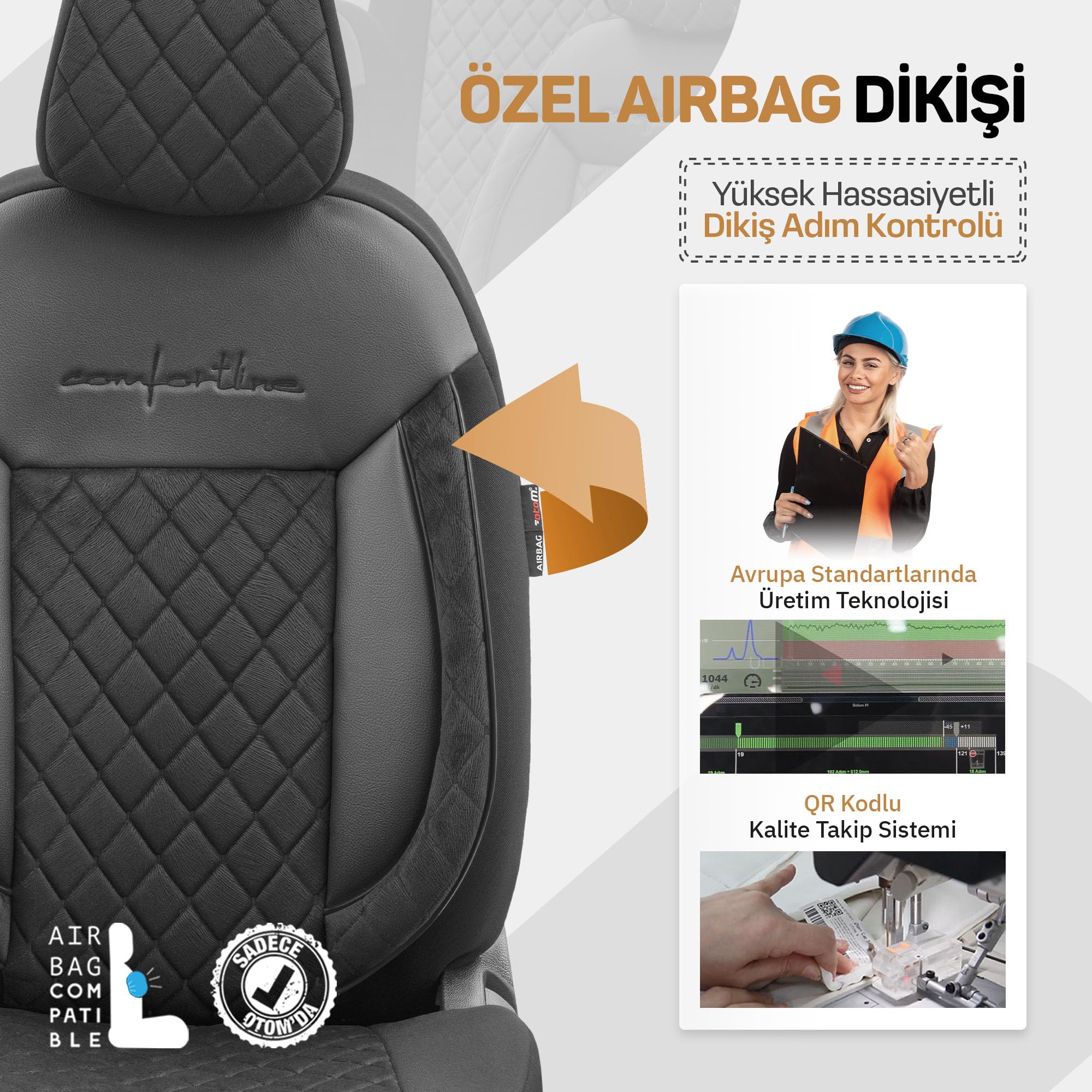 OtoM Leder/Velours Stoelhoezenset 'Comfortline VIP' - Zwart/Grijs - 11 OtoM Leder/Velours Stoelhoezenset 'Comfortline VIP' - Zwart/Grijs - 11