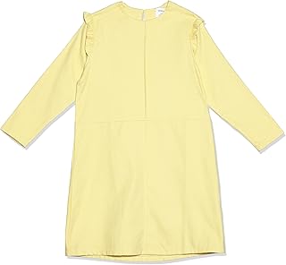 فستان قصير سادة للبنات بكشكشة وأكمام طويلة من فونكل