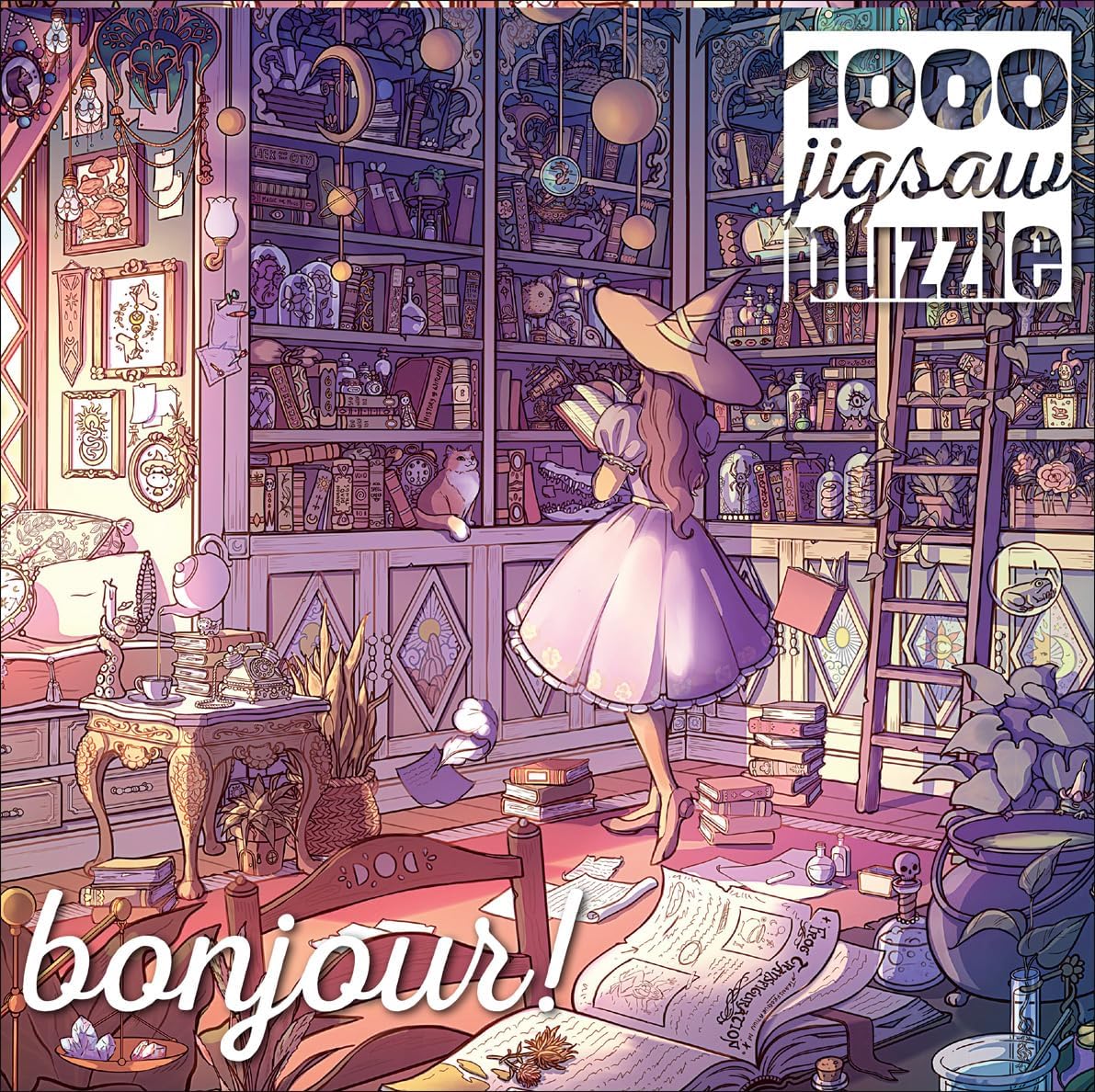 Buffalo Games - Bonjour - Brittnie Ortega - Witch's Library - 1000 Piece Jigsaw Puzzle for Adults - Challenging Puzzle Perfect for Game Nights - Finished Size is 26.75 x 19.75