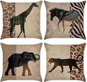 Bonhause Winterkussenslopen 45 x 45 cm, sneeuwpop, rendier, kerstbomen, sneeuwvlokken, grijs, decoratieve kussenhoezen voor slaapbank, thuis, Kerstmis, vakantie, decoratie, set van 4