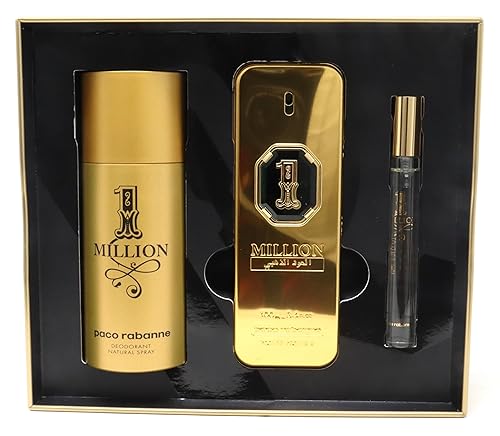 paco rabanne Juego de regalo de 3 piezas de perfume dorado intenso de 1 millón