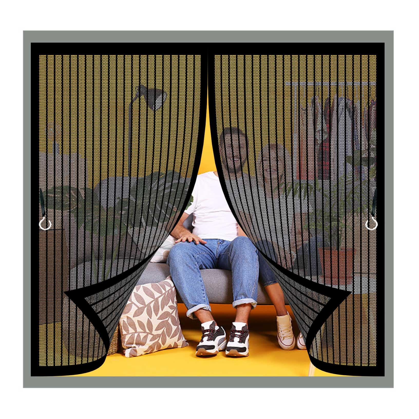 Mosquito Net for Windows 84 x 114 cm (Customizable) Keeps Bugs Out, Kid and Pet Friendly, Anti Mosquito Mesh, Easy Install Without Drilling for Living Room, Bedroom, Black
