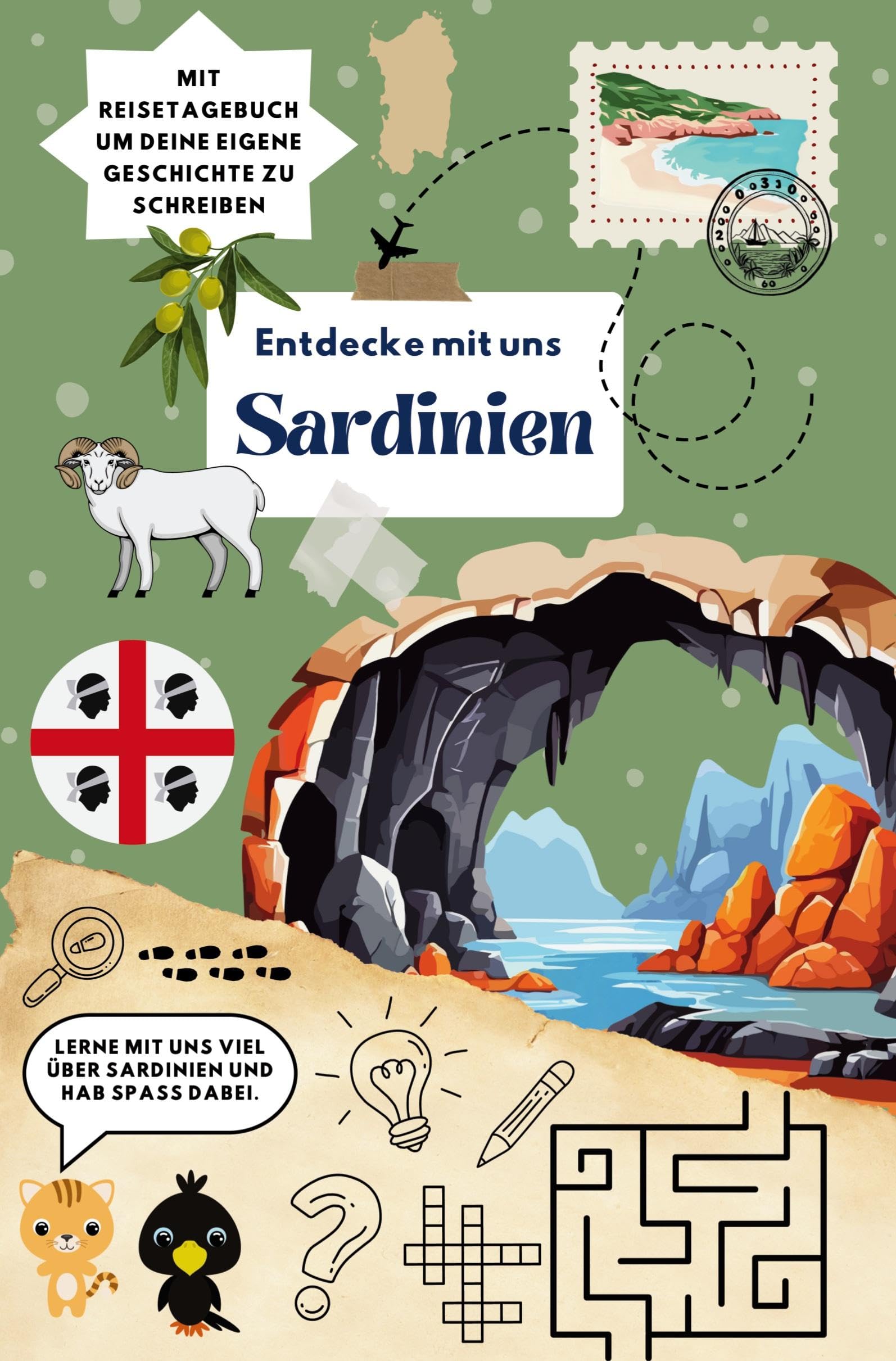 Entdecke mit uns Sardinien: Reiseführer und Reisetagebuch für Kinder