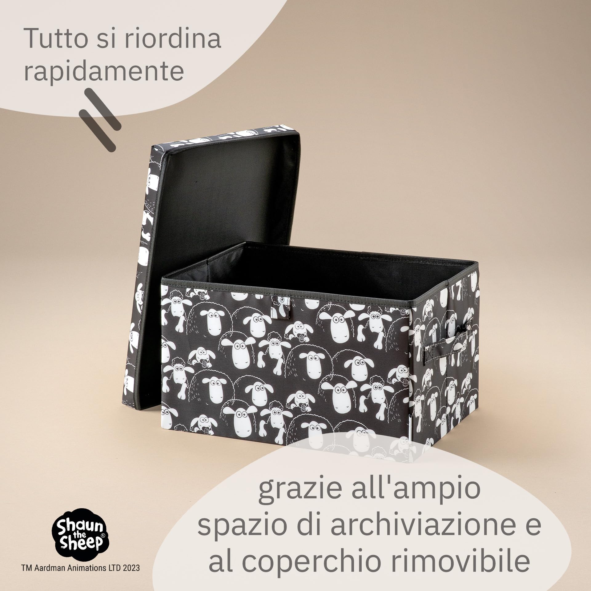 Incontra Shaun the Sheep scatola portaoggetti con coperchio 37x25x21 cm per bambini
