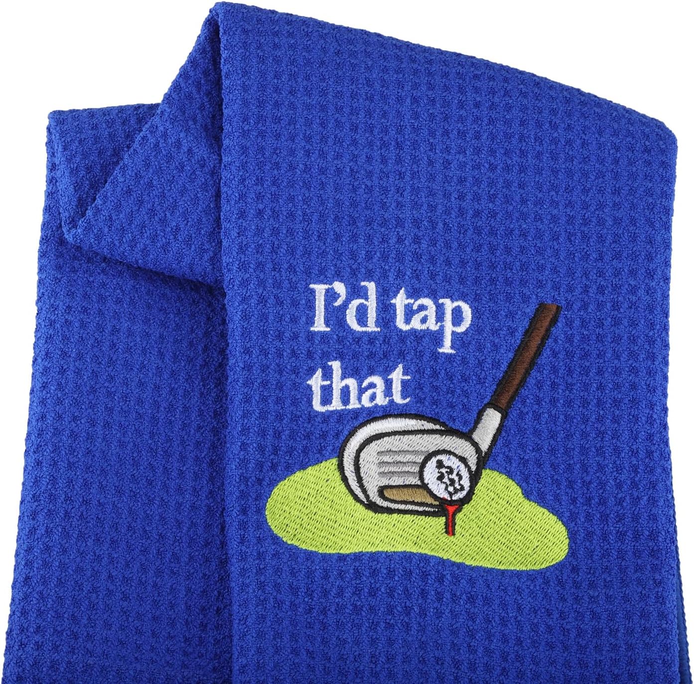 LEVLO Embroidered Golf Towel Gift Golf Lover Gift I'd Tap That Funny Golf Towel with Clip Gift for Men/Women (I'd Tap That)