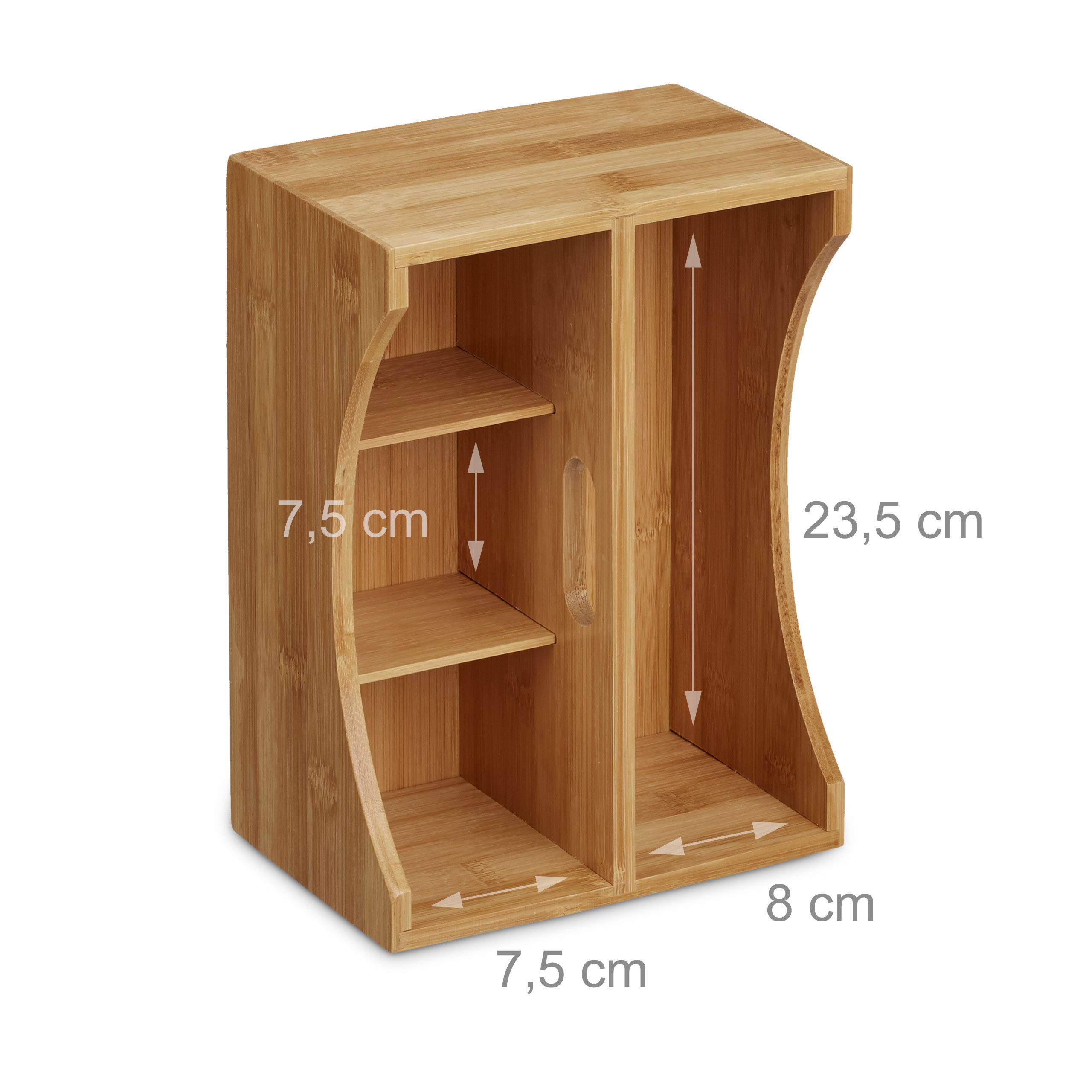 Relaxdays Schreibtisch Organizer, Briefablage A4, Notizzettel und Stifte ordnen, 26 x 33 x 24 cm & Schreibtischorganizer Bambus, Stifteköcher, 4 Fächer, natürliche Maserung, 12 x 25 x 18 cm, natur
