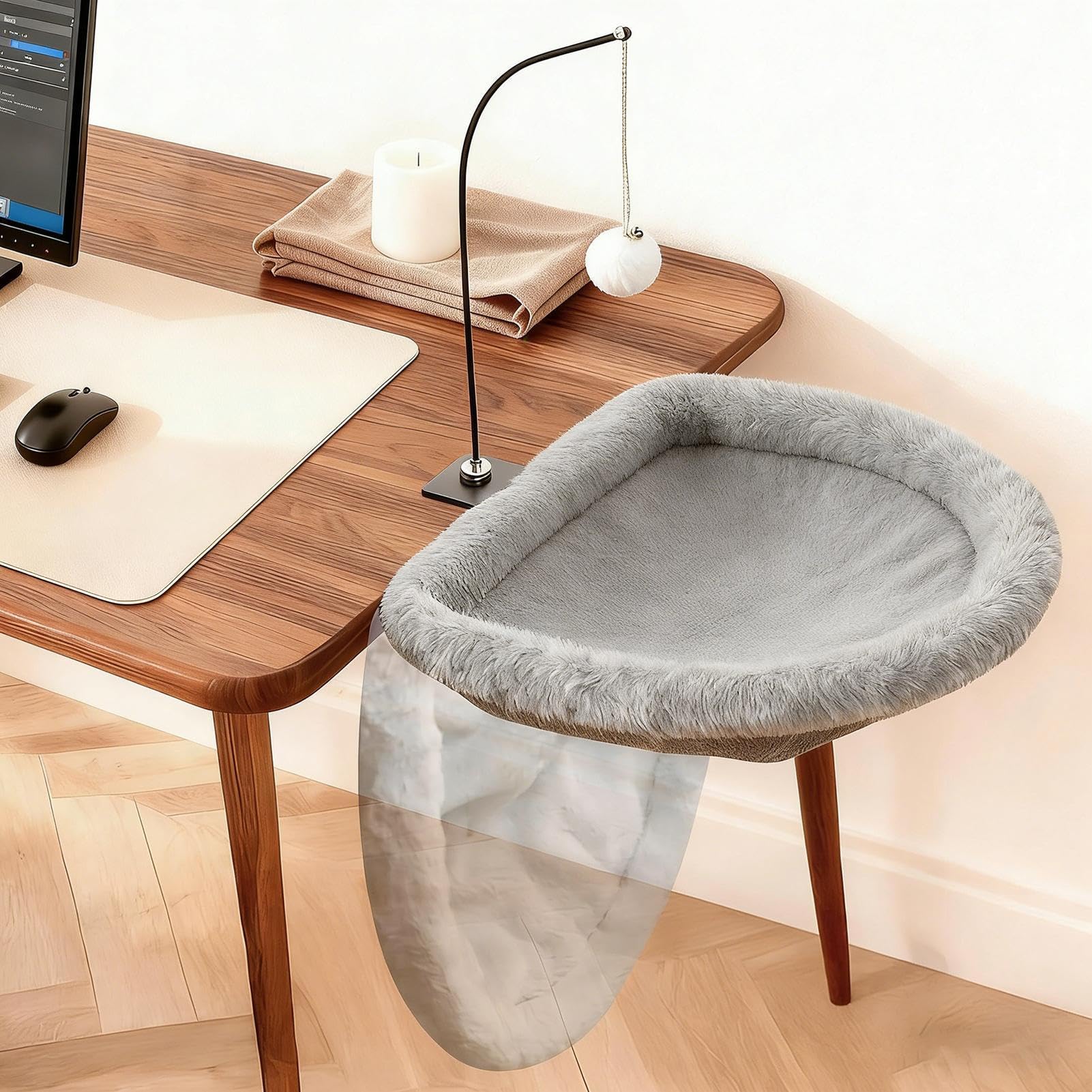 Cama para Gatos de Escritorio Hamaca antideslizante para gatitos que ahorra | Cama de Escritorio Montable para Salón Oficina Hogar Dormitorio Mesa Descanso Juego