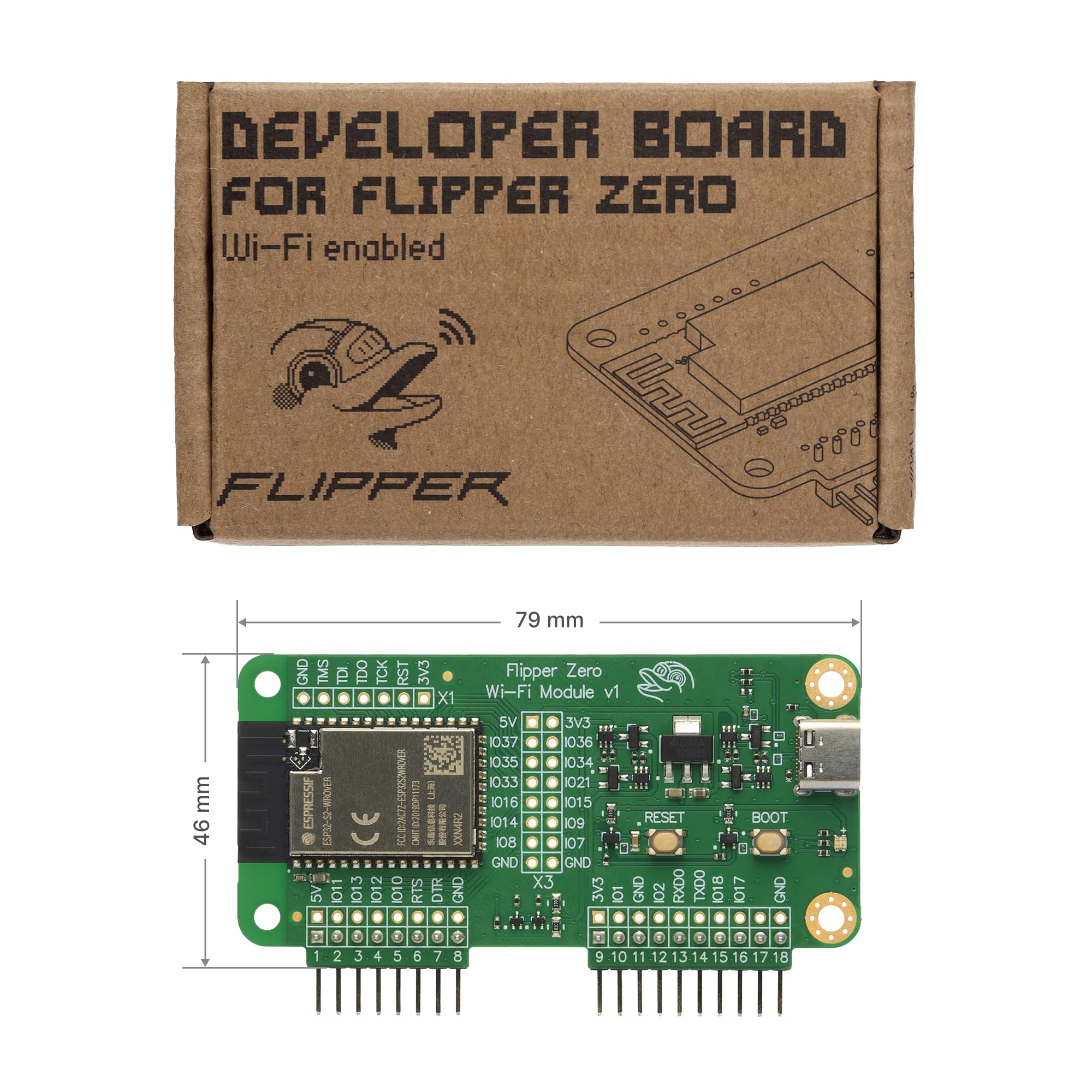 Placa de Desarrollo Wi-Fi para Flipper Zero – módulo de Desarrollo inalámbrico ESP32-S2 con USB-C y GPIO
