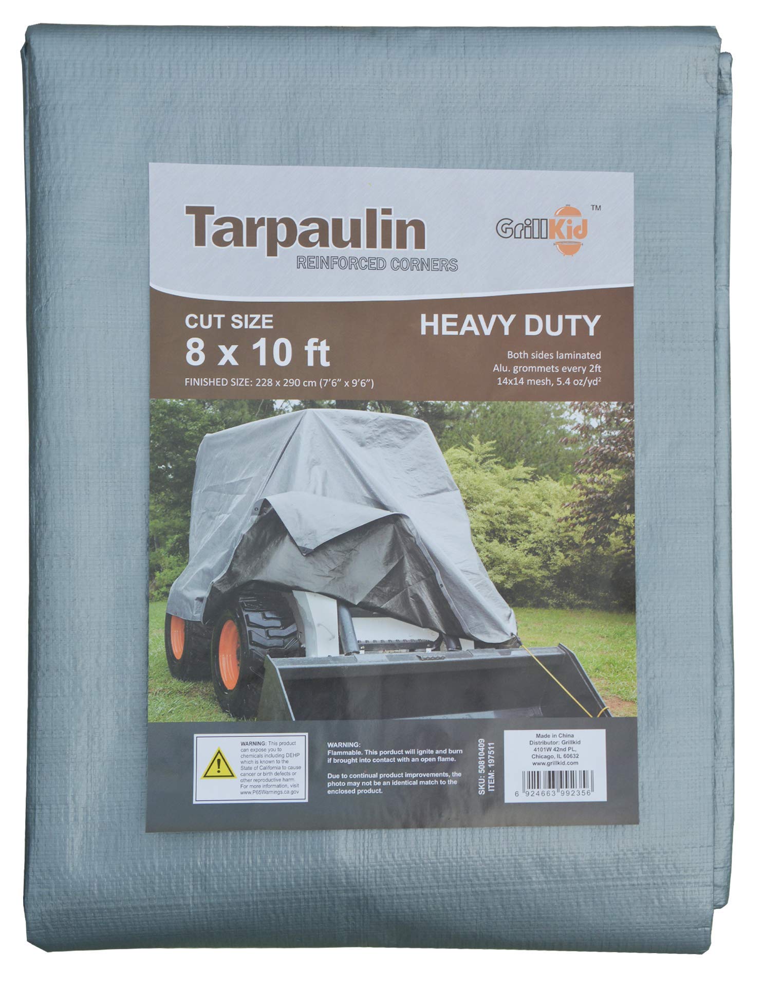Grillkid8'X10' Heavy Duty 10 Mil Thick Waterproof Poly Tarp