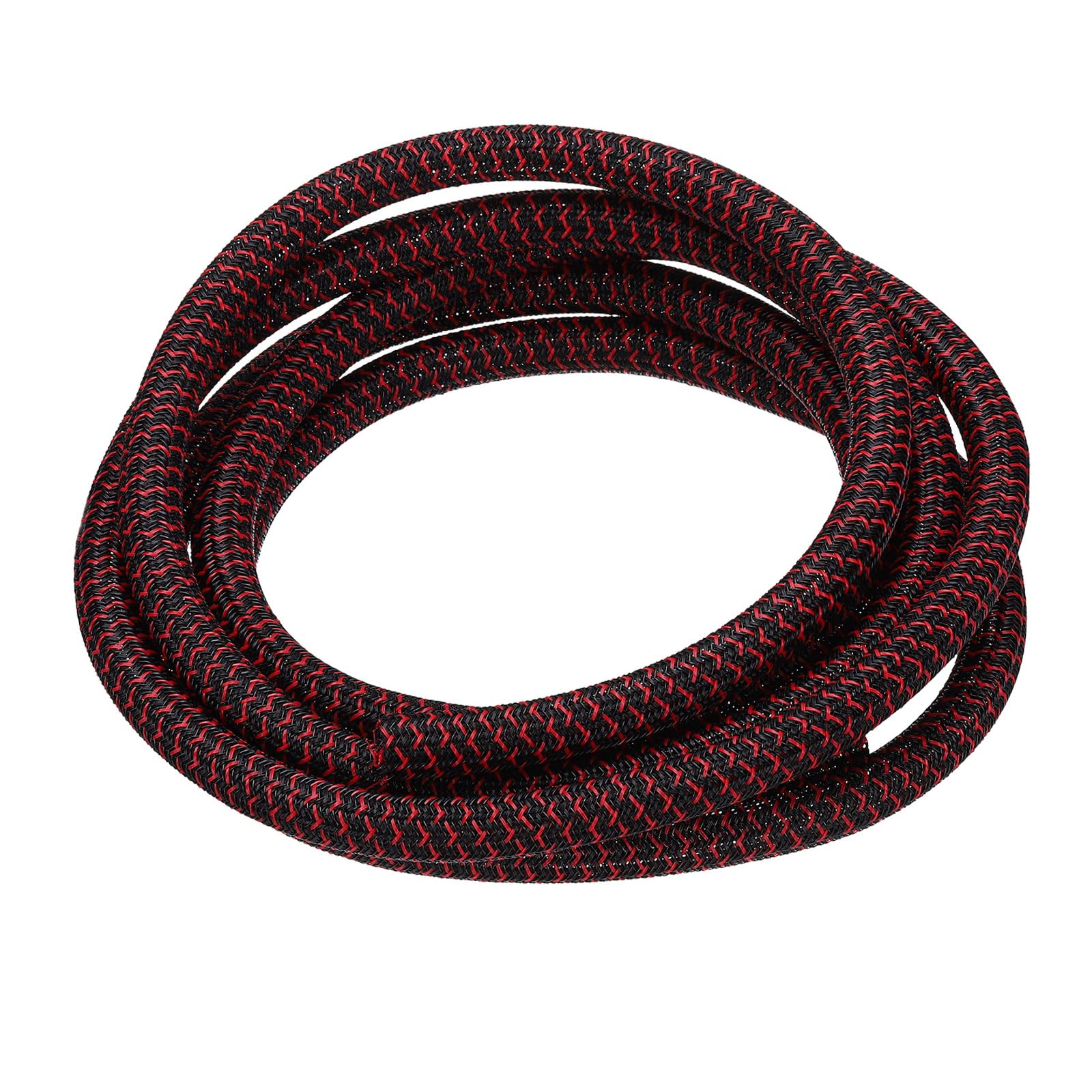 sourcing map Split Sleeve Wire Loom 5/16" 10Ft Black/Red Self Wrapping Braided Sleeve UL94-V2 Fireproof PET Sleeving for Automotive, Home Cable Management