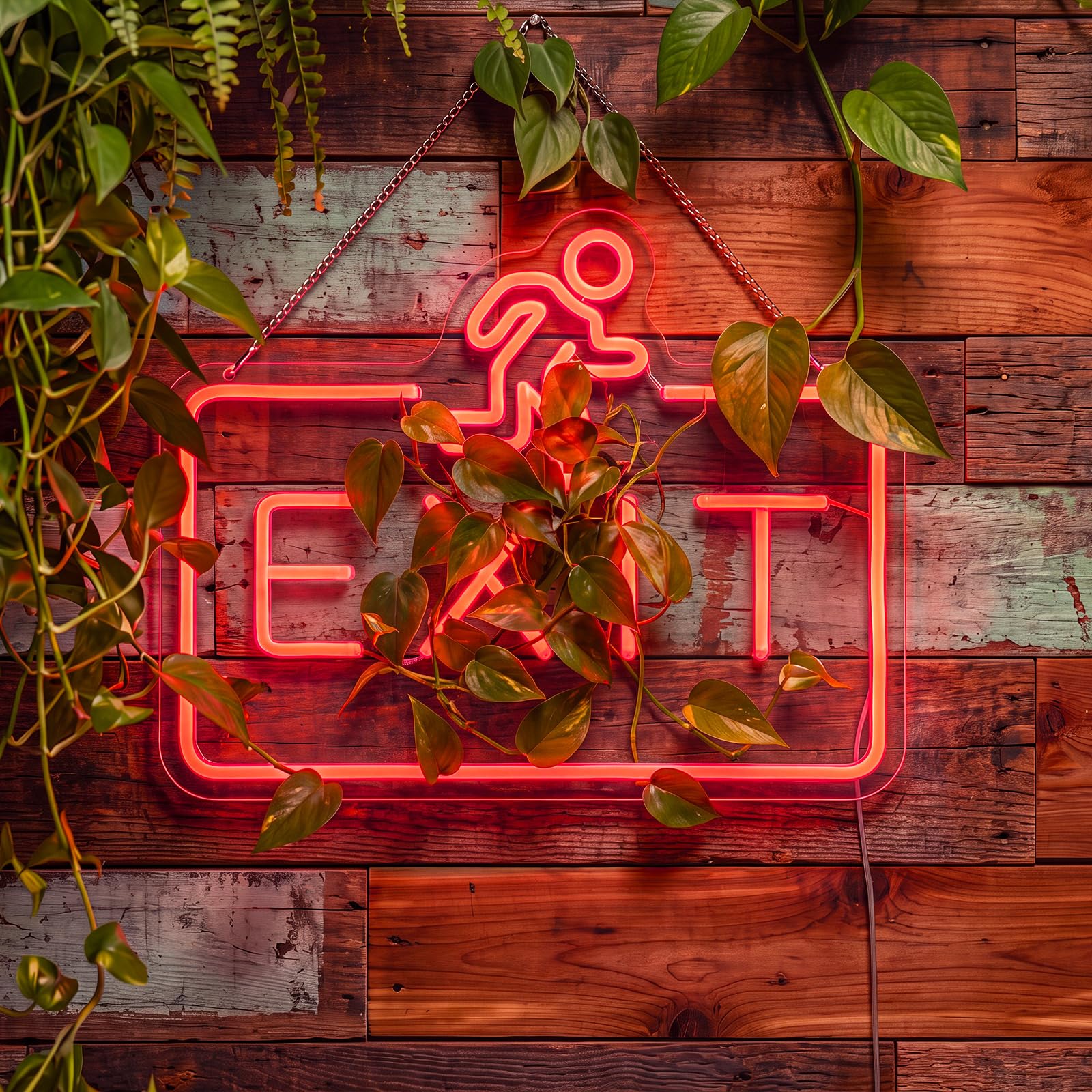 Zhengmy Exit Neon Sign, USB Powered Red LED Light with Figure 16" x 12"