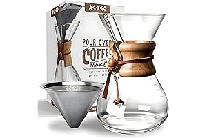 AGOGO Pour Over Coffeemaker Glass Classic Series with Filter