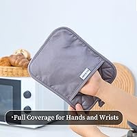 Vista 4 de Kitchen Everyday - Juego de 2 soportes para ollas básicos resistentes al calor, silicona suave, resistente al agua, guantes de horno con bolsillo