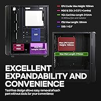 Vista 6 de Zalman S4 Mid-Tower ATX PC Case, 2 ventiladores de 4.724 in incluidos, panel lateral teñido acrílico, soporte ATX/mATX/Mini-ITX