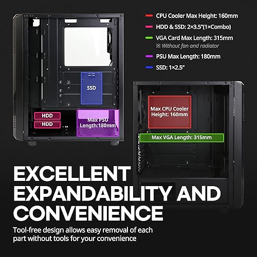 Miniatura 6 de Zalman S4 Mid-Tower ATX PC Case, 2 ventiladores de 4.724 in incluidos, panel lateral teñido acrílico, soporte ATXmATXMini-ITX