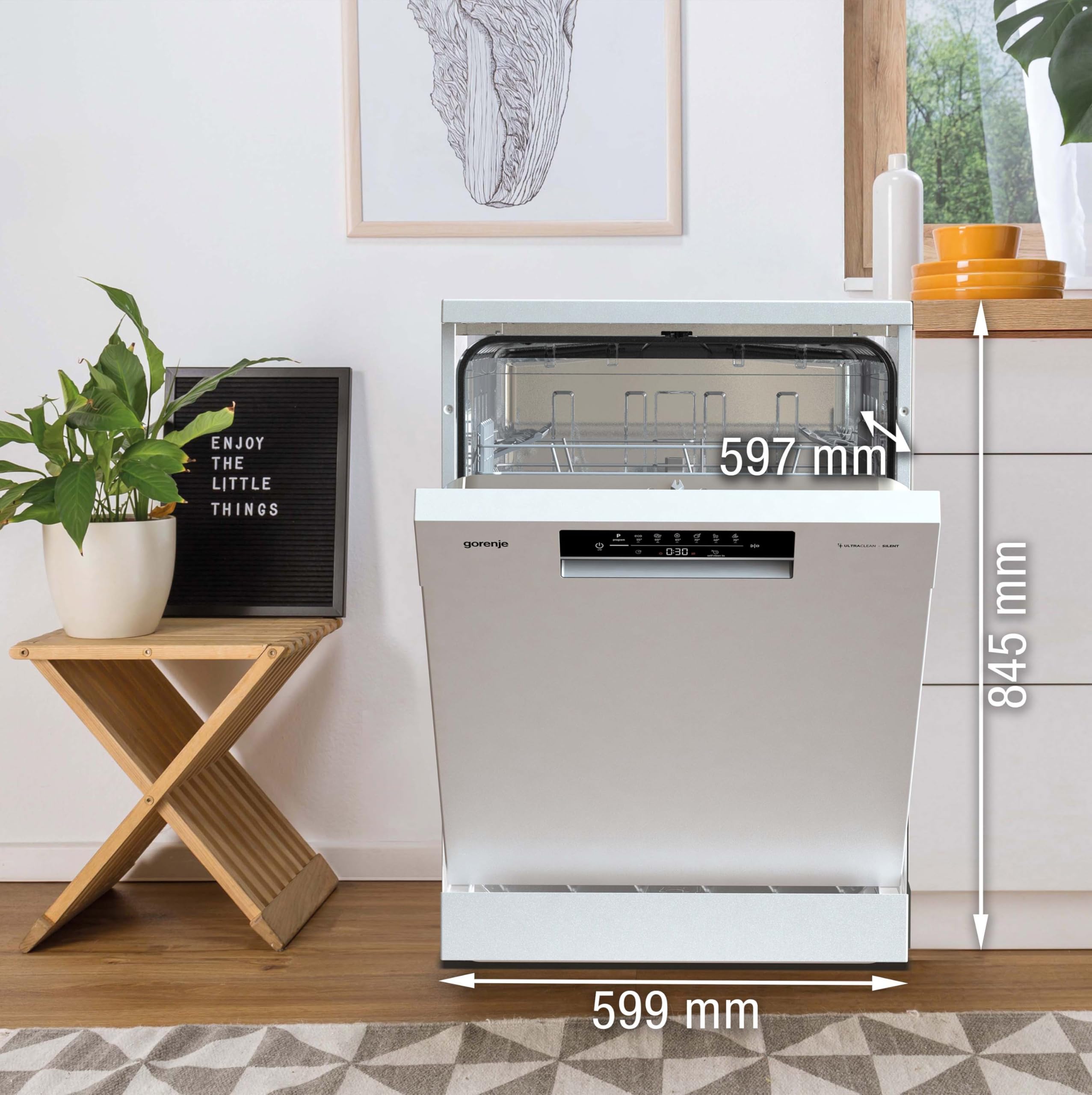 Gorenje GS642E90W Freistehender Geschirrspüler, 60 cm, 13 Maßgedecke, Total AquaStop, vollständiger Überlaufschutz, Hygiene Programm, SpeedWash Funktion, Selbstreinigung, UltraClean Besteckkorb