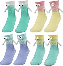 4 Pairs Grips Socks 36-43, Funny Socks, Magnet Hands Socks, Funny Suction Socks, Funny Gifts for Men, Women, Couples and Friends (Multicolor)