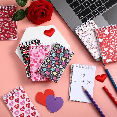 Miniatura 4 de Zonon Mini bloc de notas para el día de San Valentín, mini bloc de notas de corazón diminuto, cuadernos en espiral, para profesores, estudiantes,