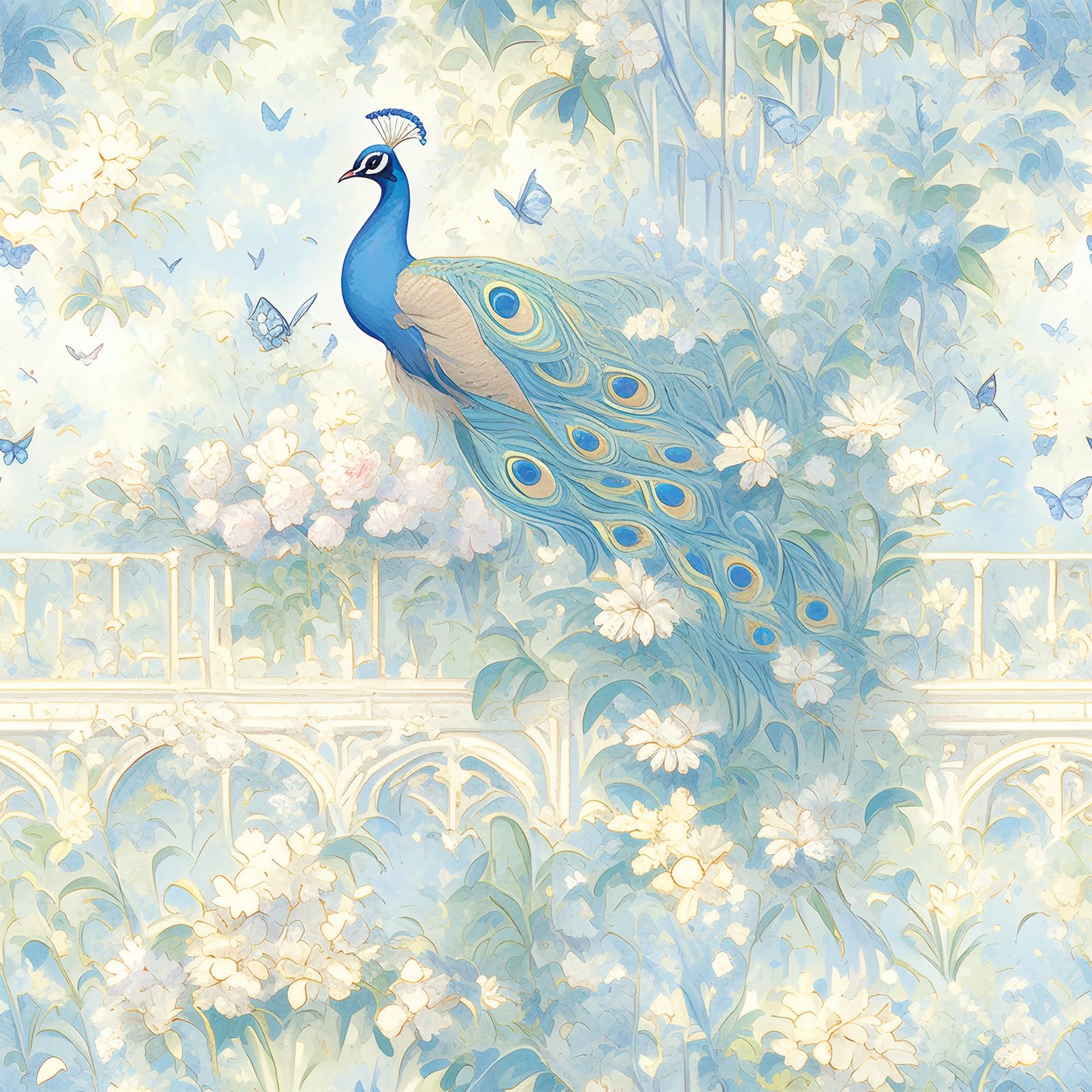 FLFK Vintage Wallpaper Peel and Stick Self-Adhesive Elegant Peacock Wall Paper for Kitchen Bathroom Bedroom Decor 16 x 128 inches