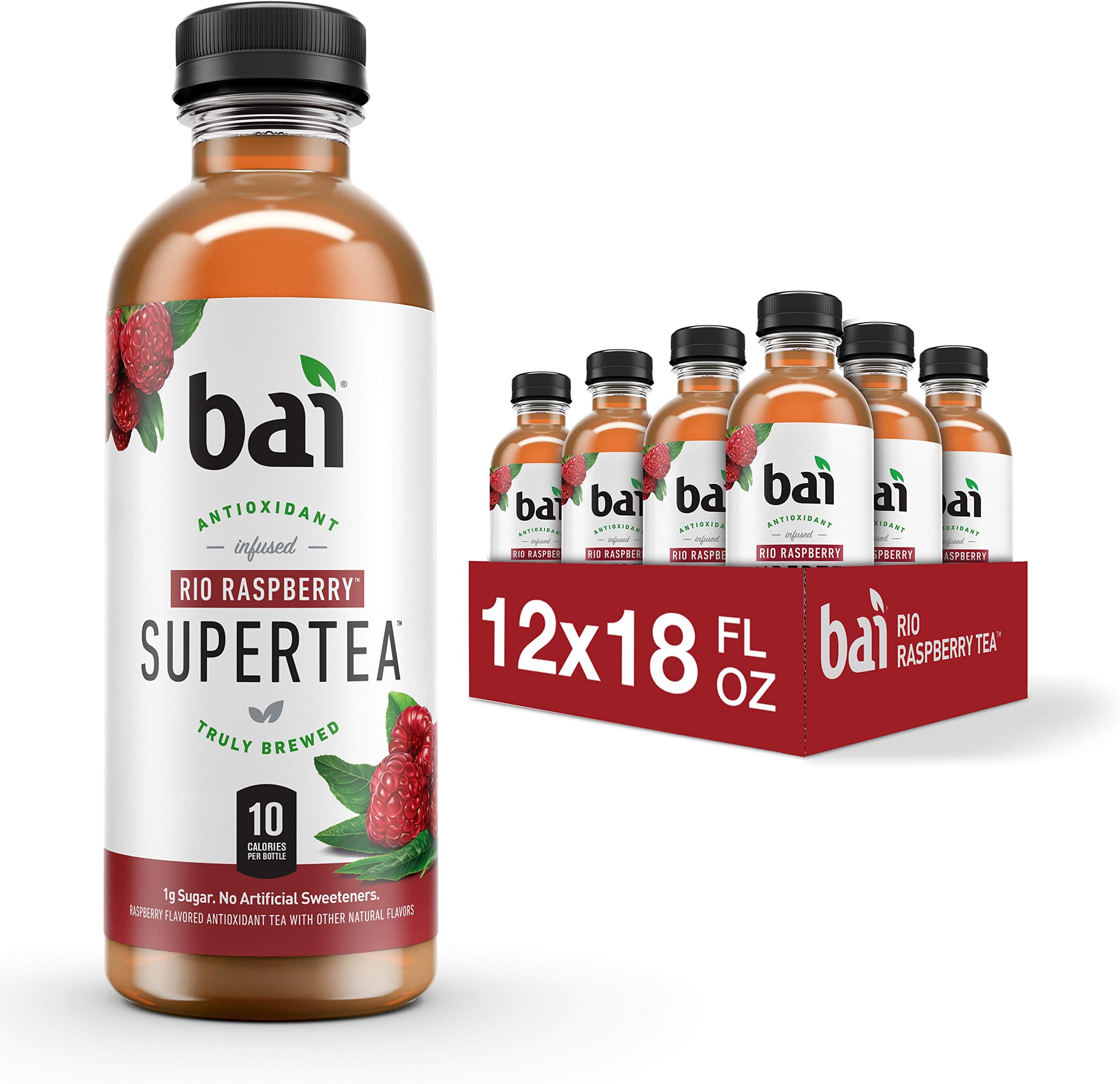 Iced Tea, Rio Raspberry, Antioxidant Infused Supertea, Crafted with Real Tea (Black Tea, White Tea), 18 Fl Oz (Pack of 12)