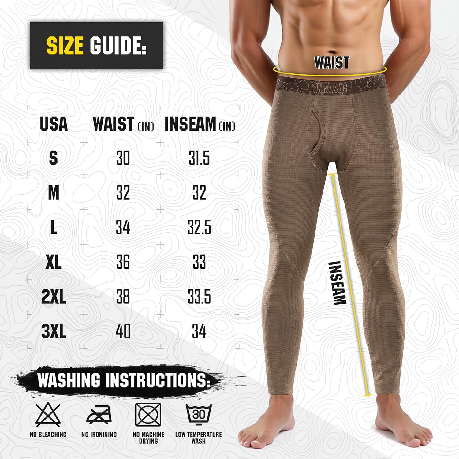 M-Tac Men’s Thermal Compression Pants – Grid Fleece Lined Base Layer Underwear Bottoms for Cold Weather ECWCS Delta Level 2 - Image 5