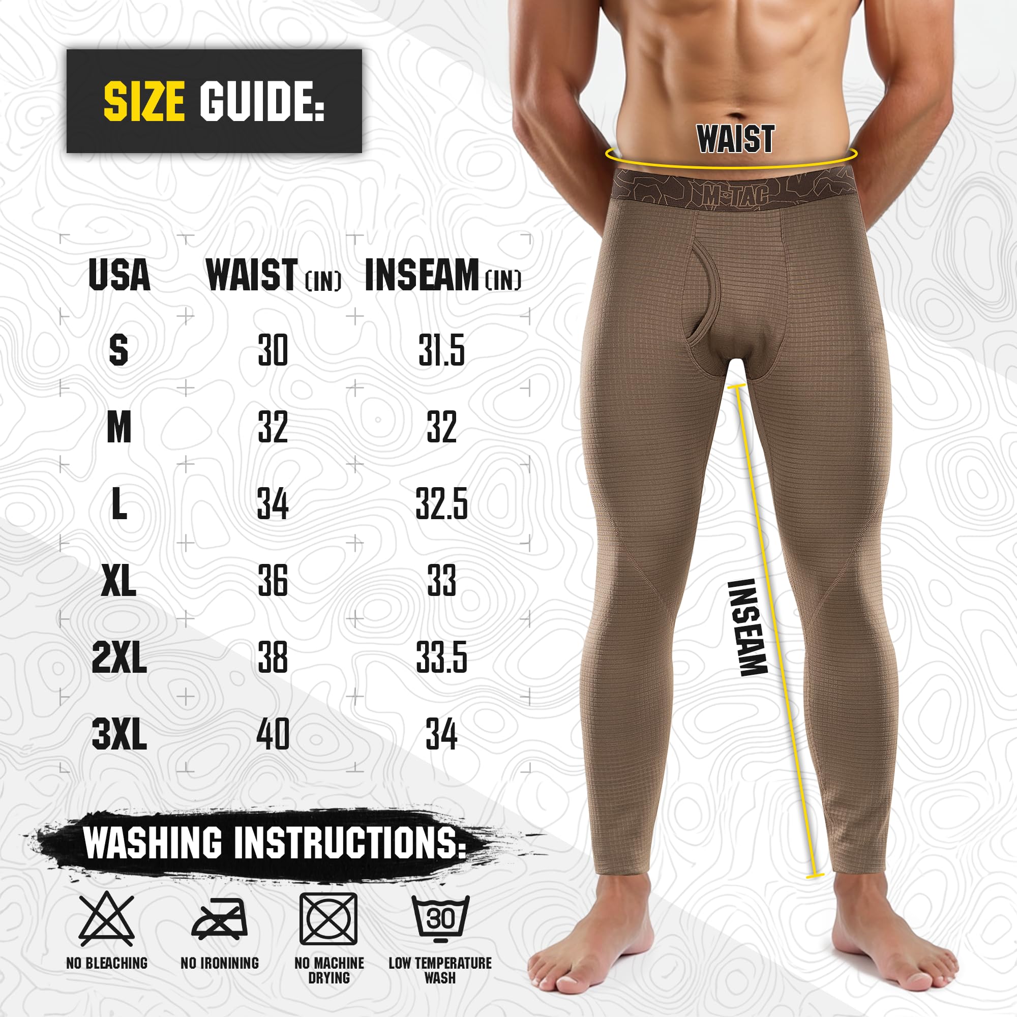 Herrenhose, Thermounterwäsche für Herren, mit Fleece gefüttert, Kompressionshose, Basisstufe 2